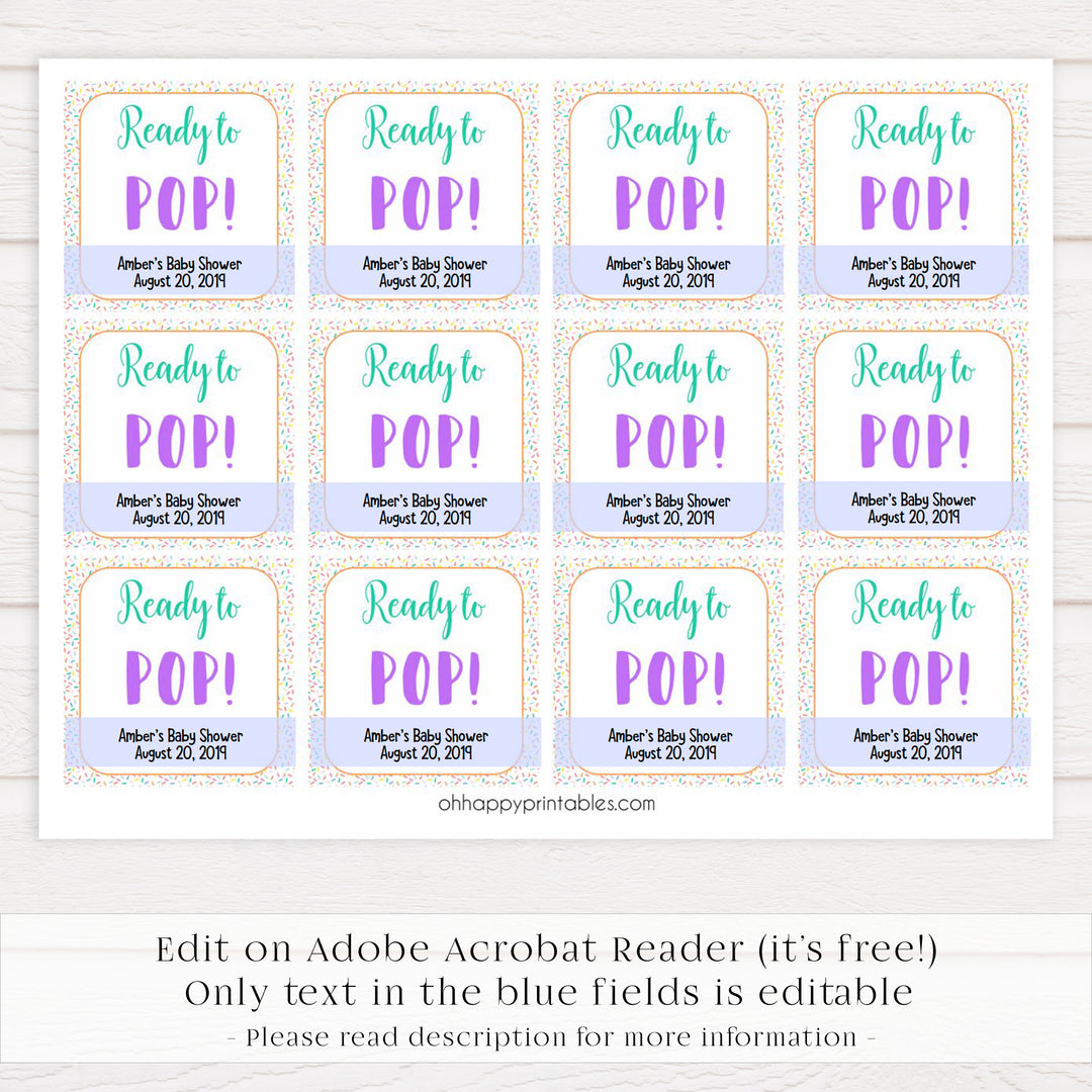 ready to pop tags, pop baby tags, Printable baby shower games, baby sprinkle fun baby games, baby shower games, fun baby shower ideas, top baby shower ideas, sprinkle shower baby shower, friends baby shower ideas