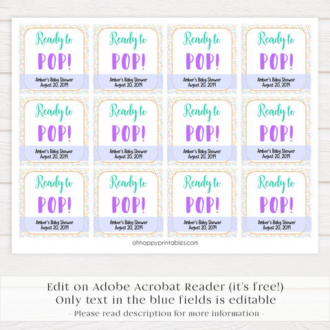 ready to pop tags, pop baby tags, Printable baby shower games, baby sprinkle fun baby games, baby shower games, fun baby shower ideas, top baby shower ideas, sprinkle shower baby shower, friends baby shower ideas