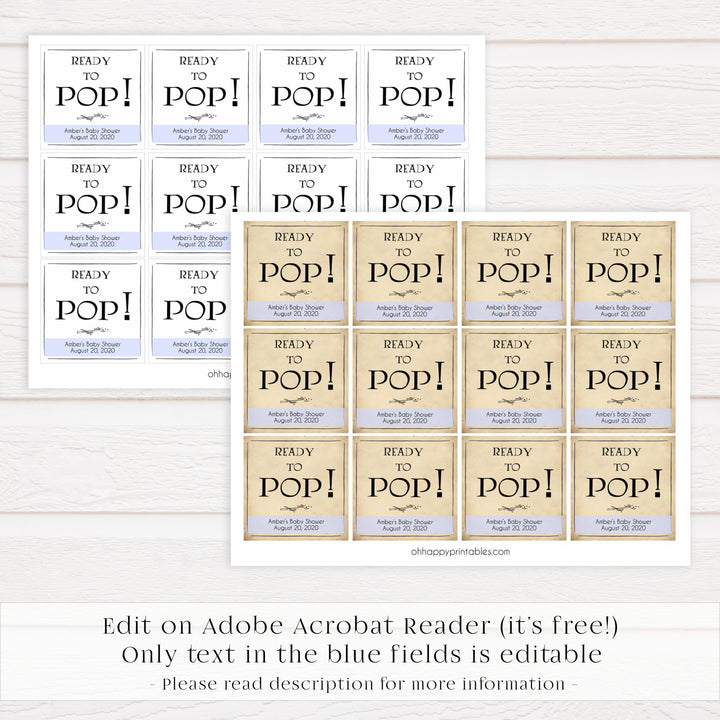 Ready to pop baby tags, Wizard baby shower games, printable baby shower games, Harry Potter baby games, Harry Potter baby shower, fun baby shower games,  fun baby ideas