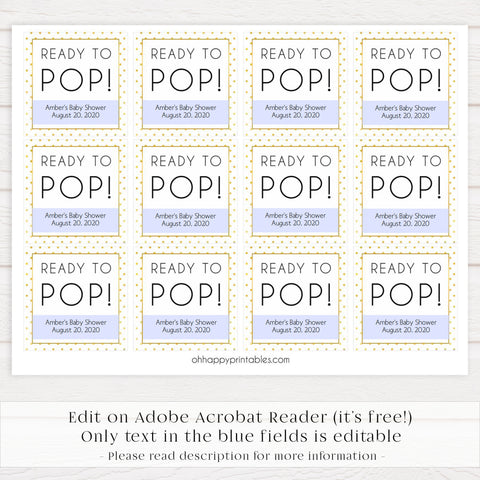 ready to pop baby tags, Printable baby shower games, baby gold dots fun baby games, baby shower games, fun baby shower ideas, top baby shower ideas, gold glitter shower baby shower, friends baby shower ideas