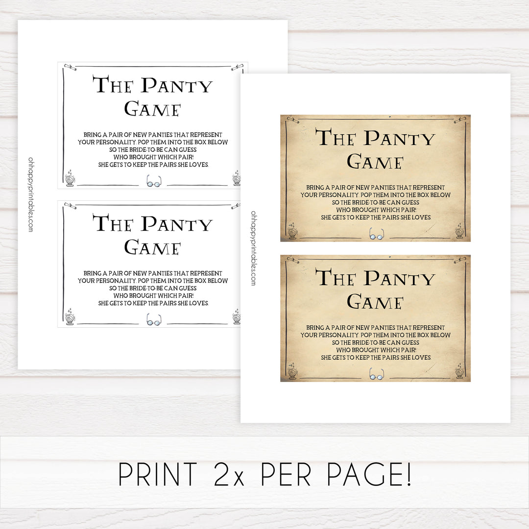 drop your panties game, bridal drop your panties, Printable bridal shower games, Harry potter bridal shower, Harry Potter bridal shower games, fun bridal shower games, bridal shower game ideas, Harry Potter bridal shower