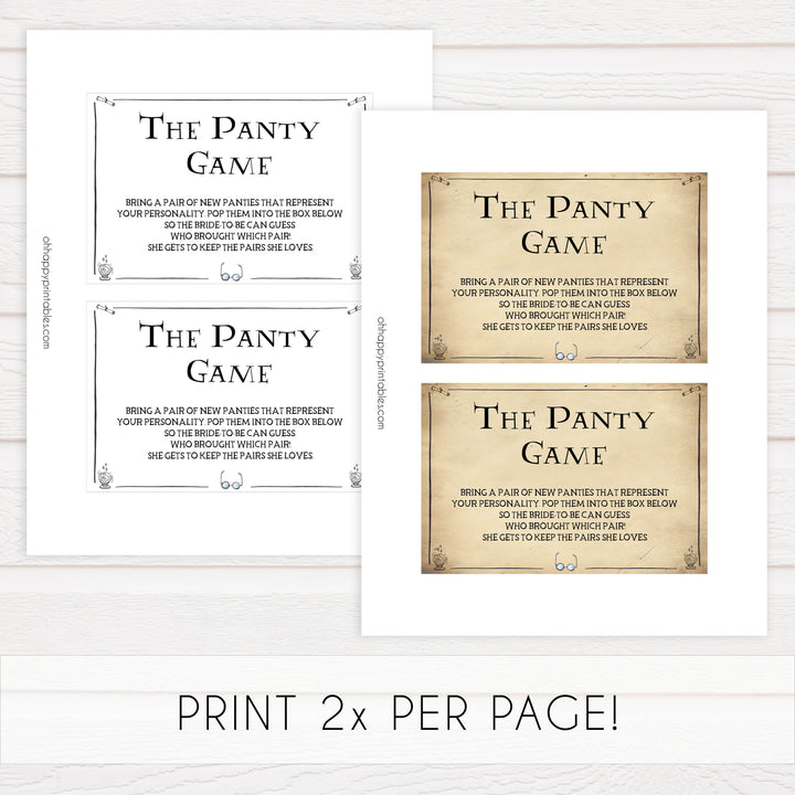 drop your panties game, bridal drop your panties, Printable bridal shower games, Harry potter bridal shower, Harry Potter bridal shower games, fun bridal shower games, bridal shower game ideas, Harry Potter bridal shower