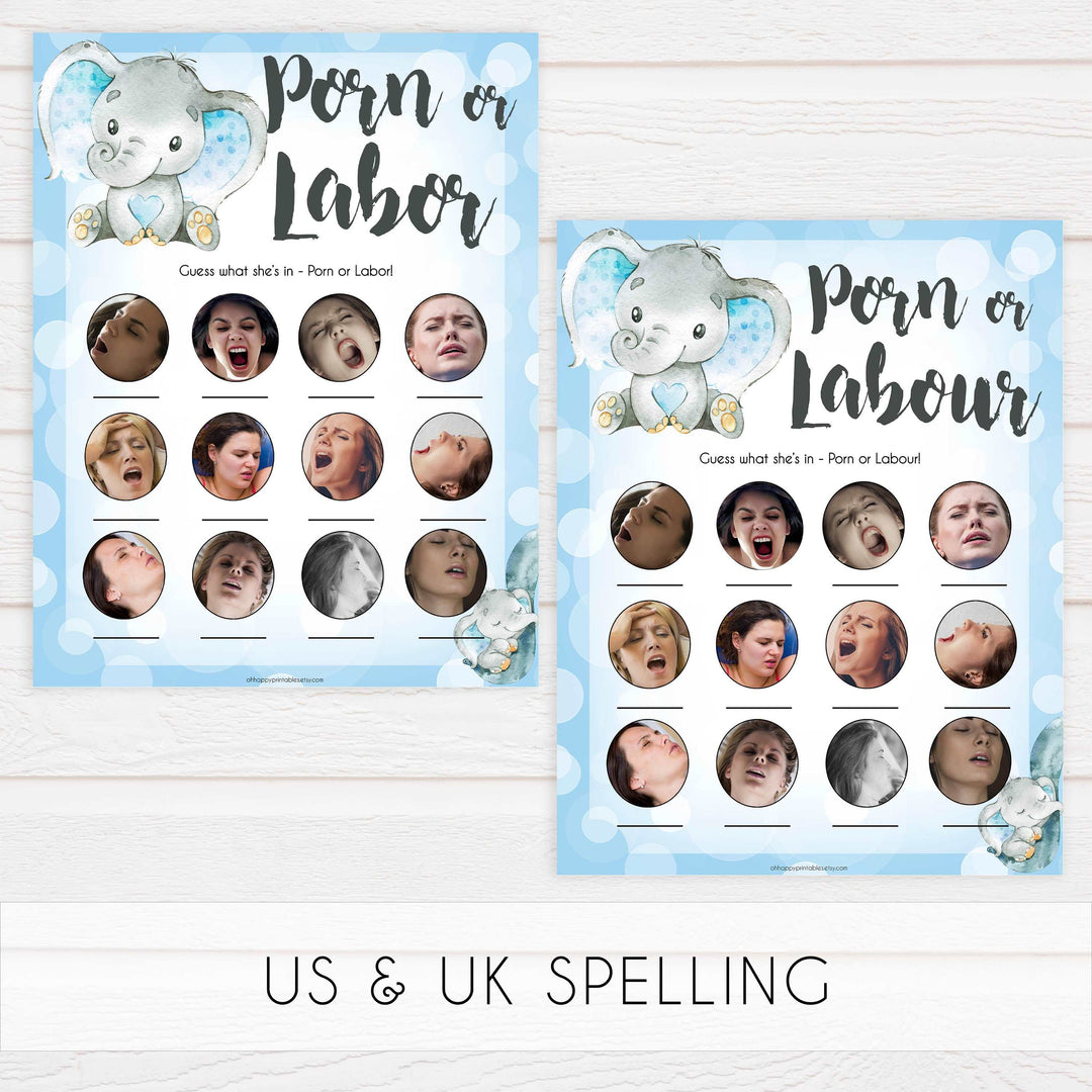 labor or porn, baby bump or beer belly games, Printable baby shower games, fun baby games, baby shower games, fun baby shower ideas, top baby shower ideas, blue elephant baby shower, blue baby shower ideas