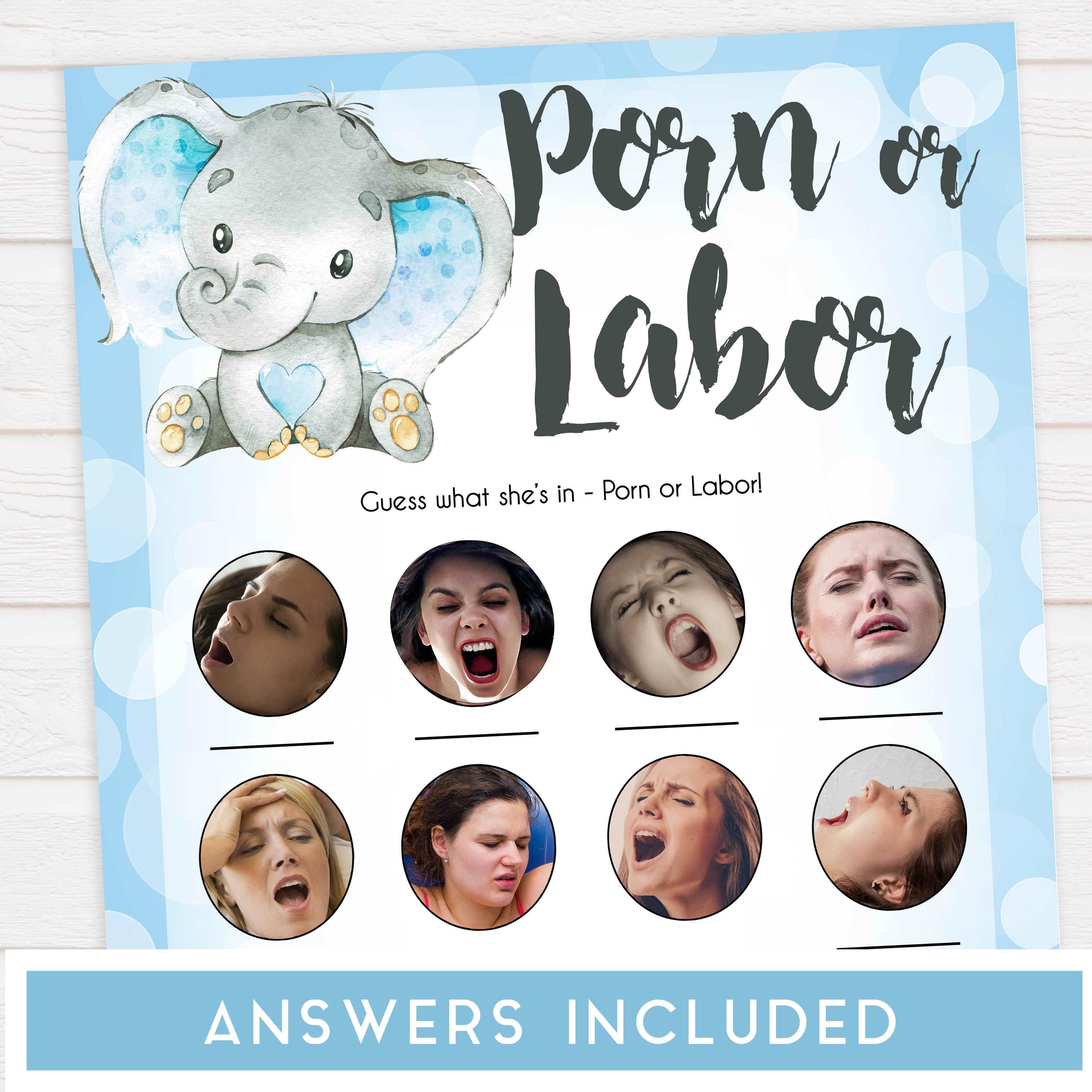 labor or porn, baby bump or beer belly games, Printable baby shower games, fun baby games, baby shower games, fun baby shower ideas, top baby shower ideas, blue elephant baby shower, blue baby shower ideas