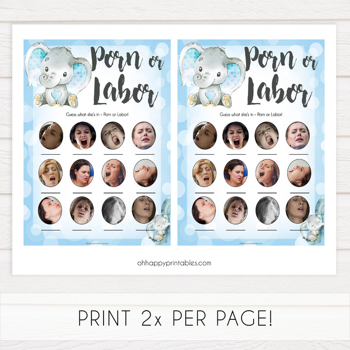 Blue elephant baby games, labor or porn, porn or labour, elephant baby games, printable baby games, top baby games, best baby shower games, baby shower ideas, fun baby games, elephant baby shower