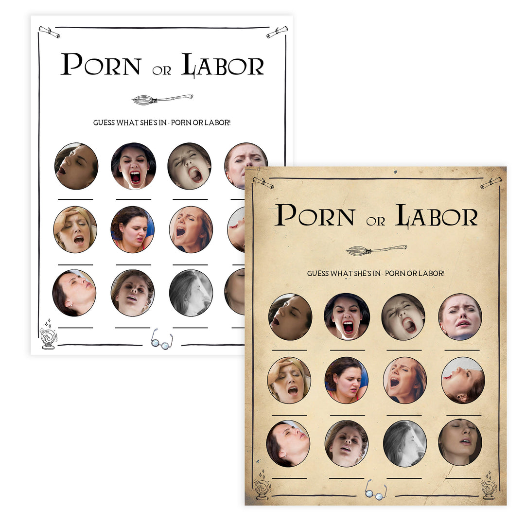 Porn or Labor Game, Labor or Porn, Wizard baby shower games, printable baby shower games, Harry Potter baby games, Harry Potter baby shower, fun baby shower games,  fun baby ideas