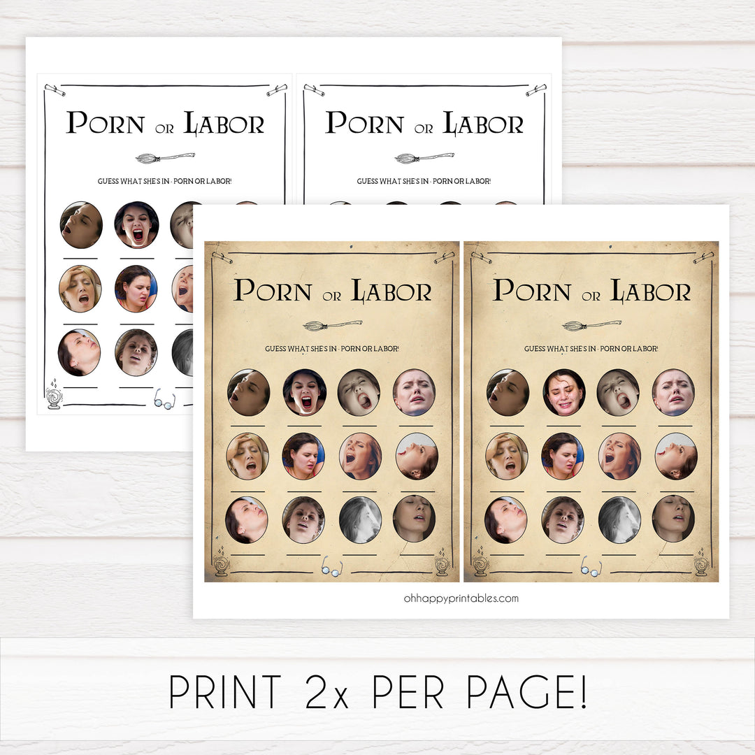 Porn or Labor Game, Labor or Porn, Wizard baby shower games, printable baby shower games, Harry Potter baby games, Harry Potter baby shower, fun baby shower games,  fun baby ideas