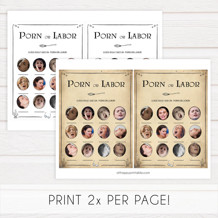 Porn or Labor Game, Labor or Porn, Wizard baby shower games, printable baby shower games, Harry Potter baby games, Harry Potter baby shower, fun baby shower games,  fun baby ideas