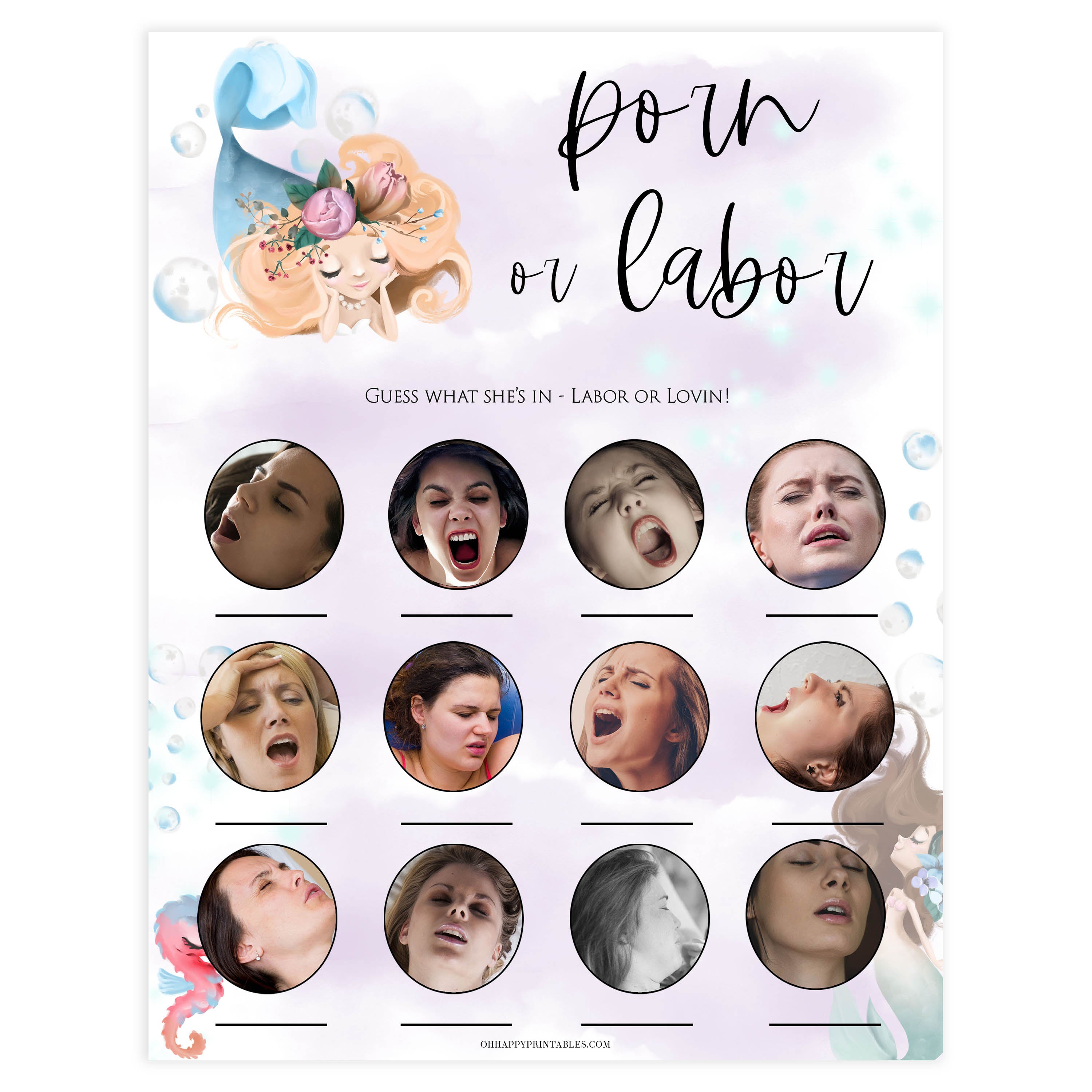 porn or labor, labor or porn game, Printable baby shower games, little mermaid baby games, baby shower games, fun baby shower ideas, top baby shower ideas, little mermaid baby shower, baby shower games, pink hearts baby shower ideas
