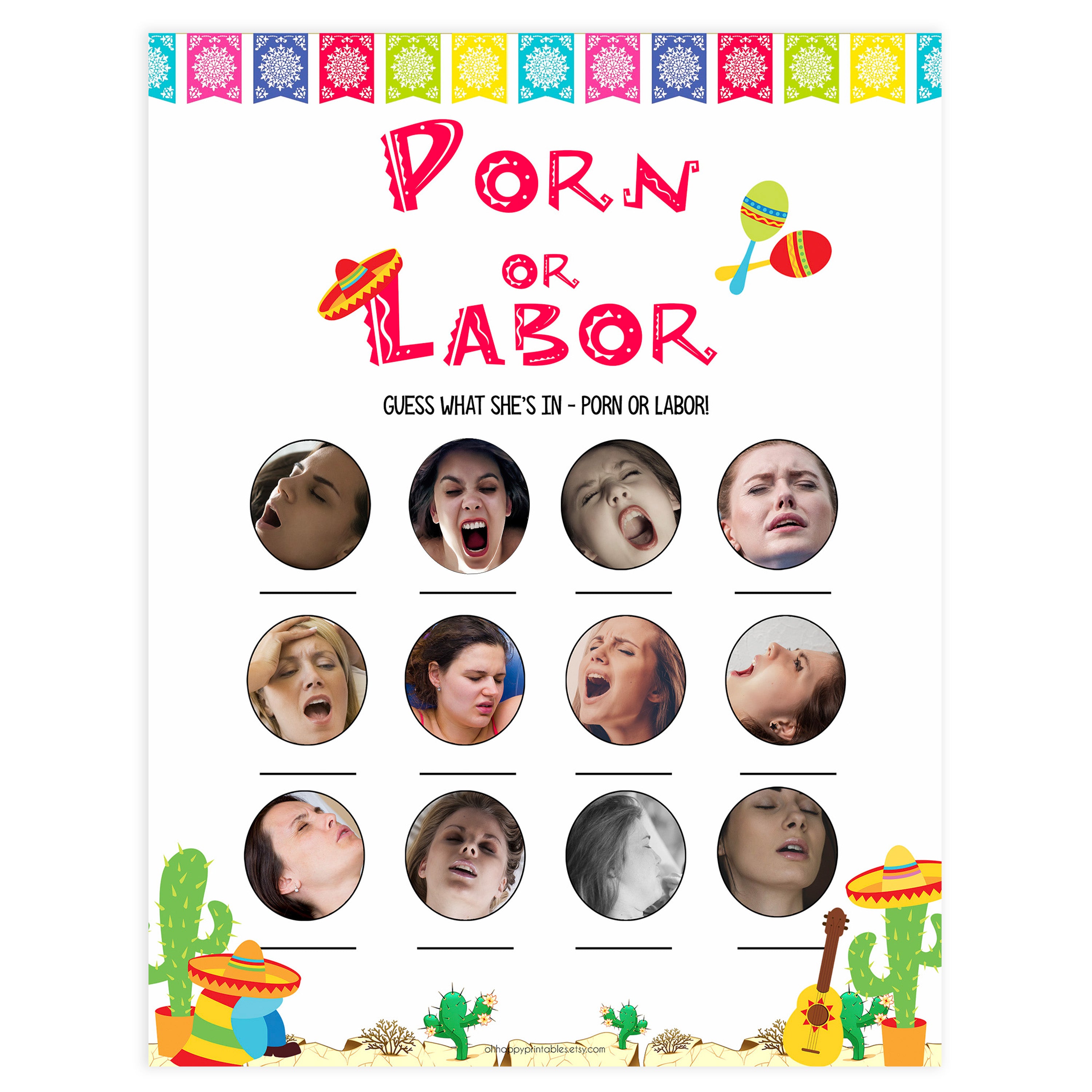 porn or labor, labor or porn game, Printable baby shower games, Mexican fiesta fun baby games, baby shower games, fun baby shower ideas, top baby shower ideas, fiesta shower baby shower, fiesta baby shower ideas