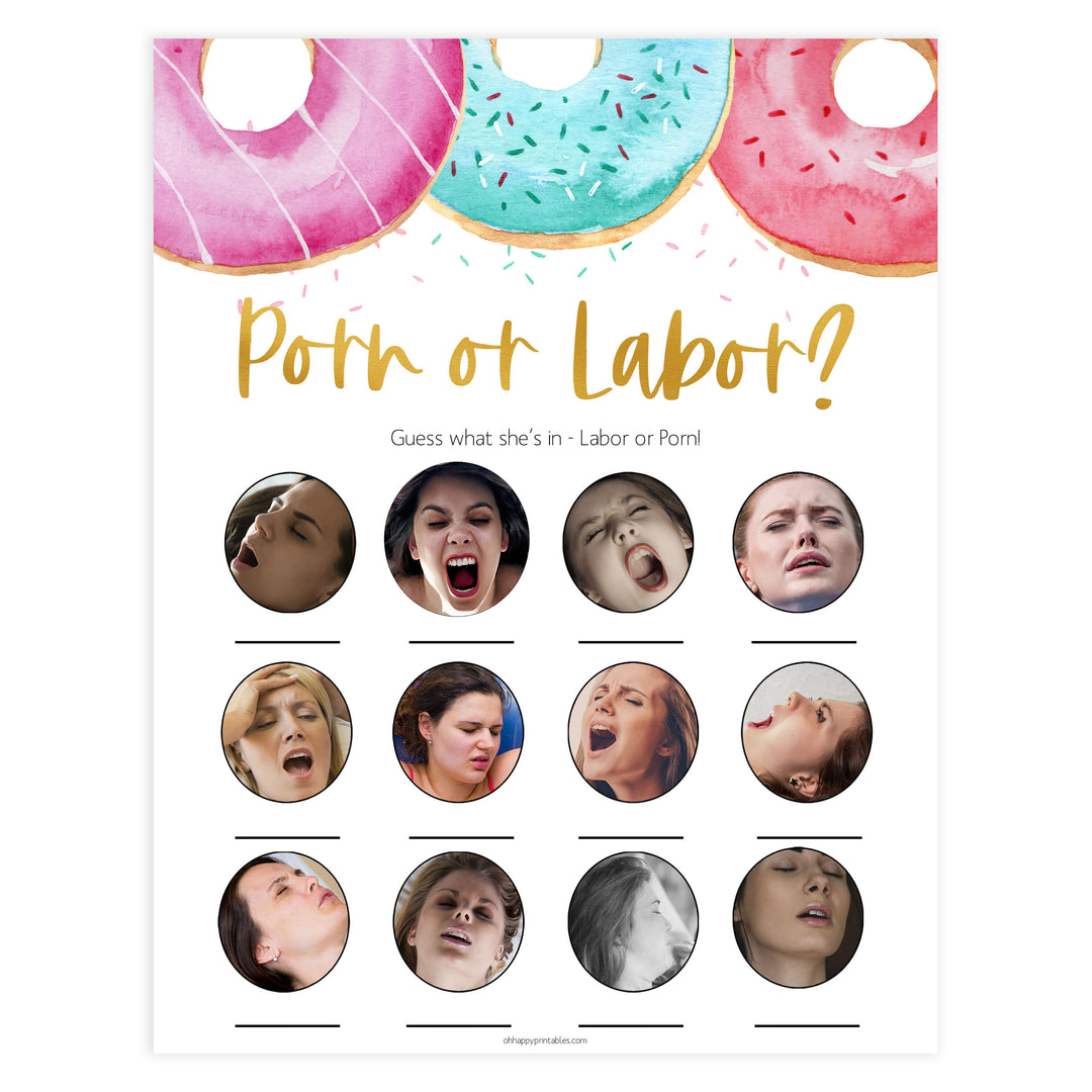 porn or labor baby game, labor baby game, Printable baby shower games, donut baby games, baby shower games, fun baby shower ideas, top baby shower ideas, donut sprinkles baby shower, baby shower games, fun donut baby shower ideas
