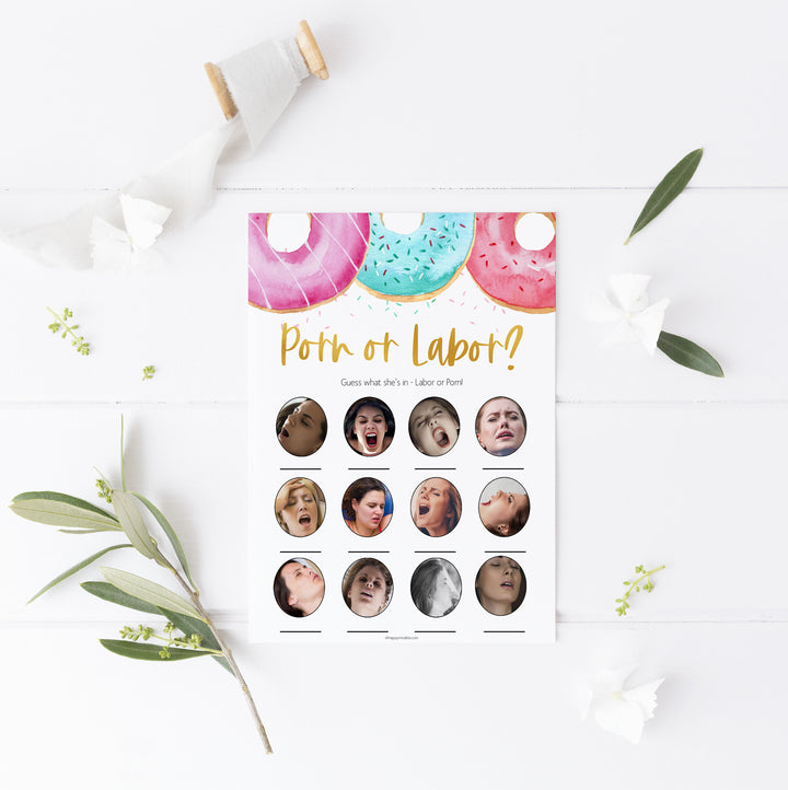 porn or labor baby game, labor baby game, Printable baby shower games, donut baby games, baby shower games, fun baby shower ideas, top baby shower ideas, donut sprinkles baby shower, baby shower games, fun donut baby shower ideas