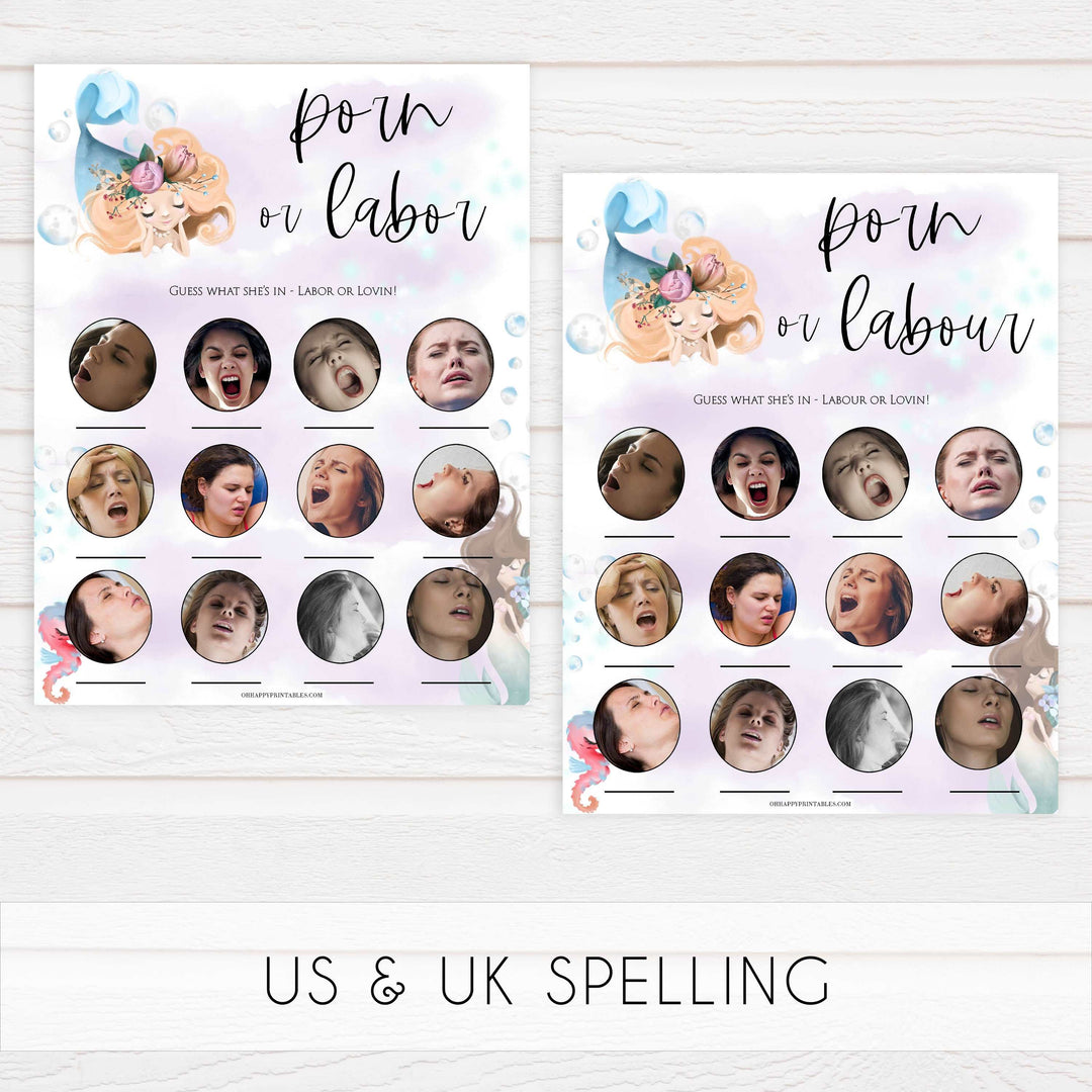 labor or porn game, baby bump or beer belly, Printable baby shower games, little mermaid baby games, baby shower games, fun baby shower ideas, top baby shower ideas, little mermaid baby shower, baby shower games, pink hearts baby shower ideas