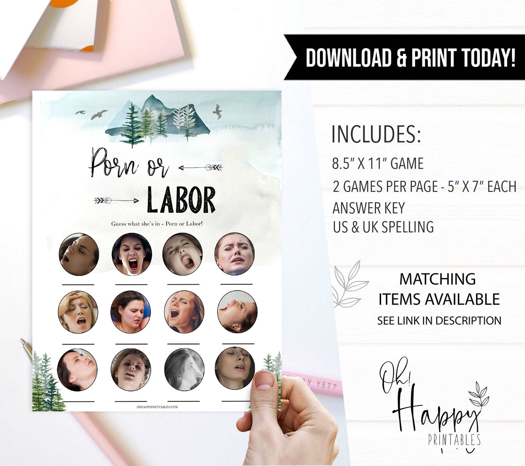 porn or labor, baby bump or beer belly game, Printable baby shower games, adventure awaits baby games, baby shower games, fun baby shower ideas, top baby shower ideas, adventure awaits baby shower, baby shower games, fun adventure baby shower ideas