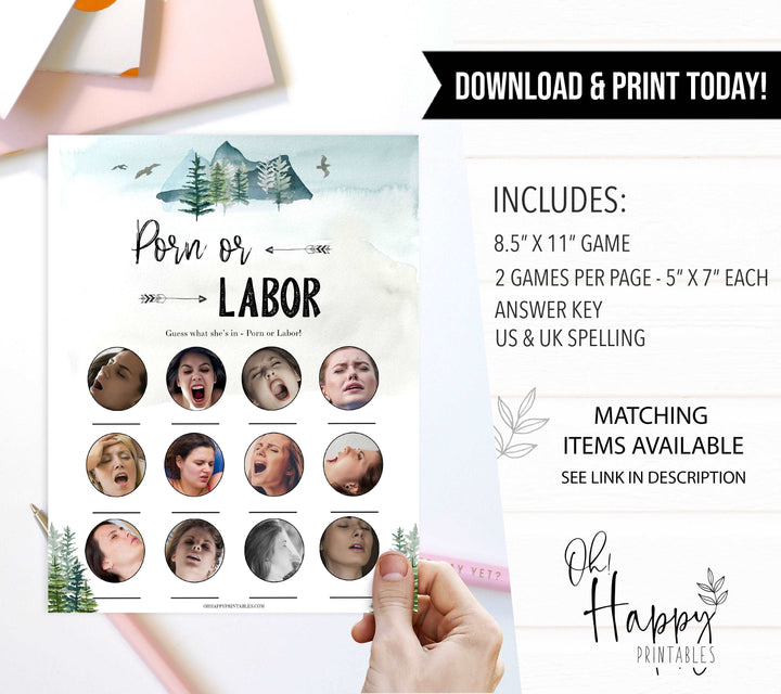 porn or labor, baby bump or beer belly game, Printable baby shower games, adventure awaits baby games, baby shower games, fun baby shower ideas, top baby shower ideas, adventure awaits baby shower, baby shower games, fun adventure baby shower ideas