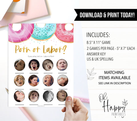 porn or labor baby game, labor baby game, Printable baby shower games, donut baby games, baby shower games, fun baby shower ideas, top baby shower ideas, donut sprinkles baby shower, baby shower games, fun donut baby shower ideas