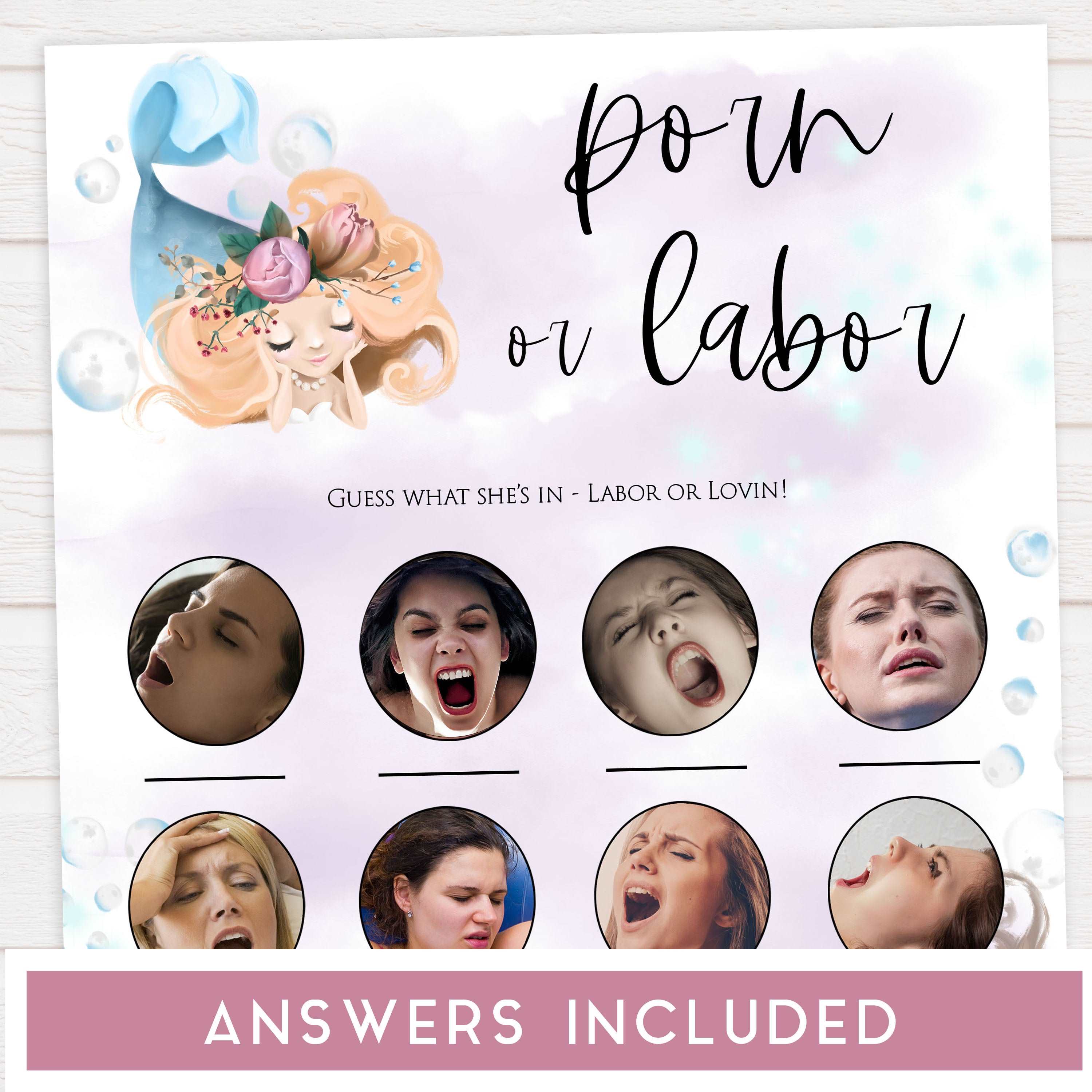 labor or porn game, baby bump or beer belly, Printable baby shower games, little mermaid baby games, baby shower games, fun baby shower ideas, top baby shower ideas, little mermaid baby shower, baby shower games, pink hearts baby shower ideas