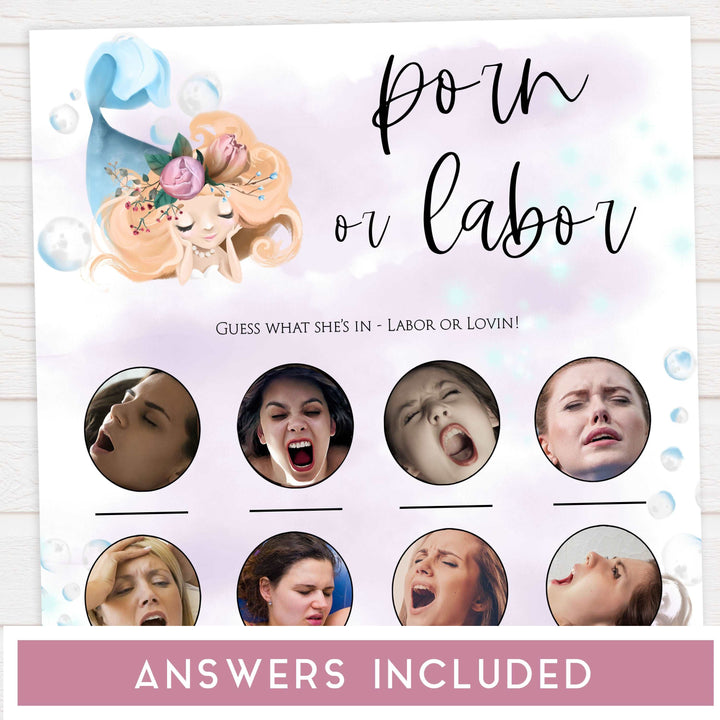 labor or porn game, baby bump or beer belly, Printable baby shower games, little mermaid baby games, baby shower games, fun baby shower ideas, top baby shower ideas, little mermaid baby shower, baby shower games, pink hearts baby shower ideas
