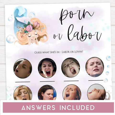 labor or porn game, baby bump or beer belly, Printable baby shower games, little mermaid baby games, baby shower games, fun baby shower ideas, top baby shower ideas, little mermaid baby shower, baby shower games, pink hearts baby shower ideas