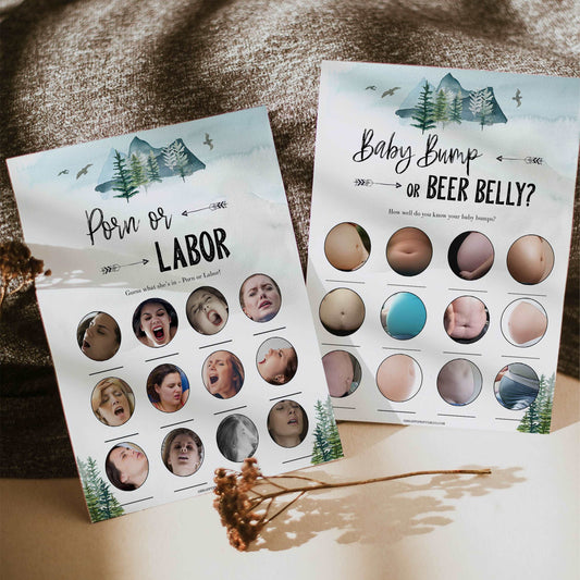 porn or labor, baby bump or beer belly game, Printable baby shower games, adventure awaits baby games, baby shower games, fun baby shower ideas, top baby shower ideas, adventure awaits baby shower, baby shower games, fun adventure baby shower ideas