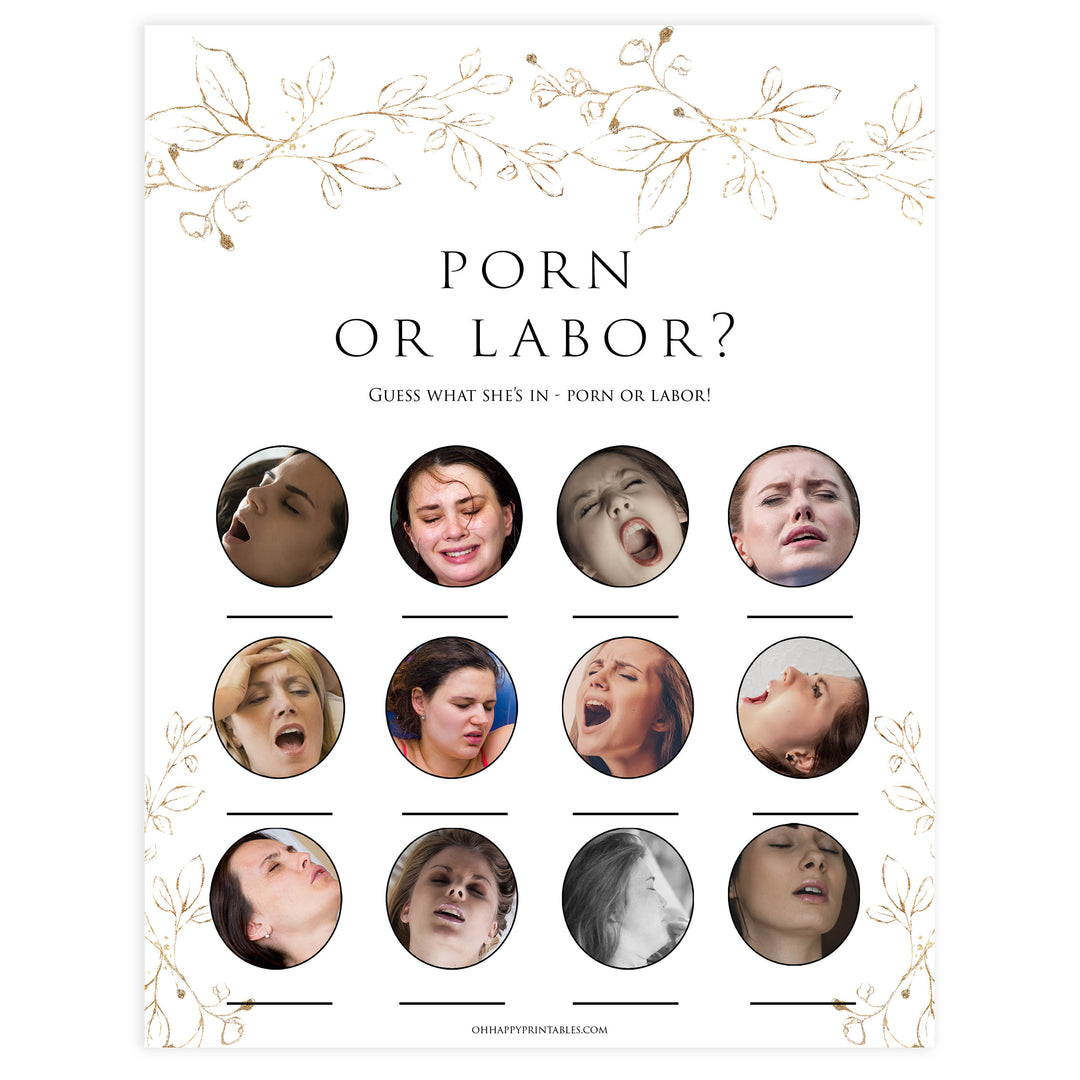 porn or labor baby shower game, Printable baby shower games, gold leaf baby games, baby shower games, fun baby shower ideas, top baby shower ideas, gold leaf baby shower, baby shower games, fun gold leaf baby shower ideas