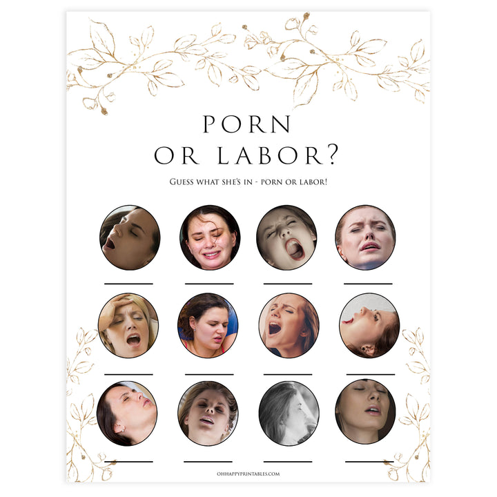porn or labor baby shower game, Printable baby shower games, gold leaf baby games, baby shower games, fun baby shower ideas, top baby shower ideas, gold leaf baby shower, baby shower games, fun gold leaf baby shower ideas
