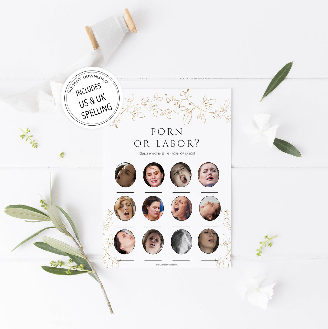 porn or labor baby shower game, Printable baby shower games, gold leaf baby games, baby shower games, fun baby shower ideas, top baby shower ideas, gold leaf baby shower, baby shower games, fun gold leaf baby shower ideas