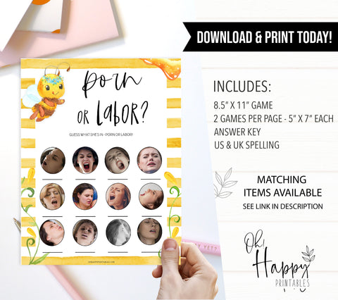 labor or porn, baby bump or beer belly game, Printable baby shower games, mommy bee fun baby games, baby shower games, fun baby shower ideas, top baby shower ideas, mommy to bee baby shower, friends baby shower ideas