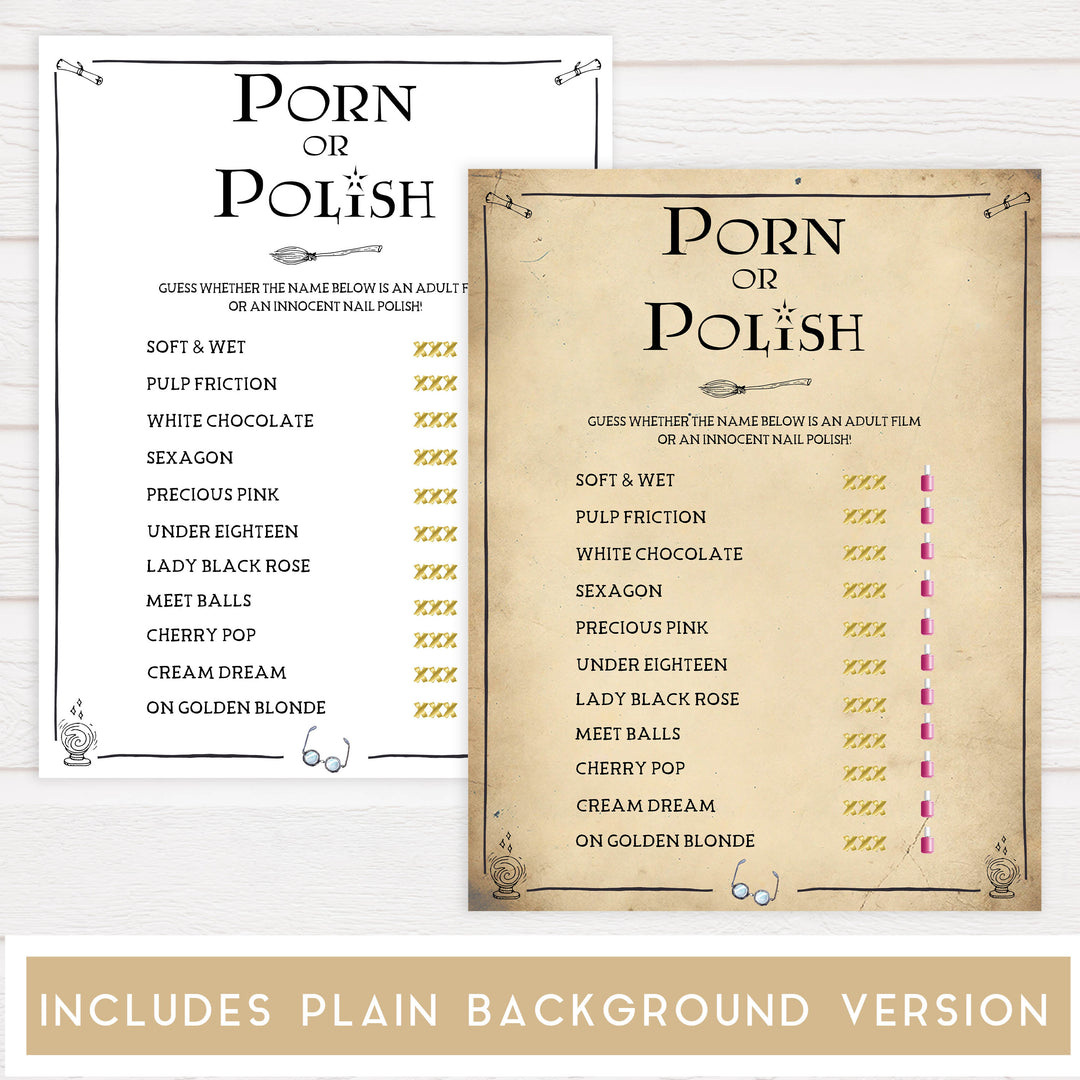 porn or polish bridal games, Printable bachelorette games, Harry Potter bachelorette, Harry Potter hen party games, fun hen party games, bachelorette game ideas, Harry Potter adult party games, naughty hen games, naughty bachelorette games