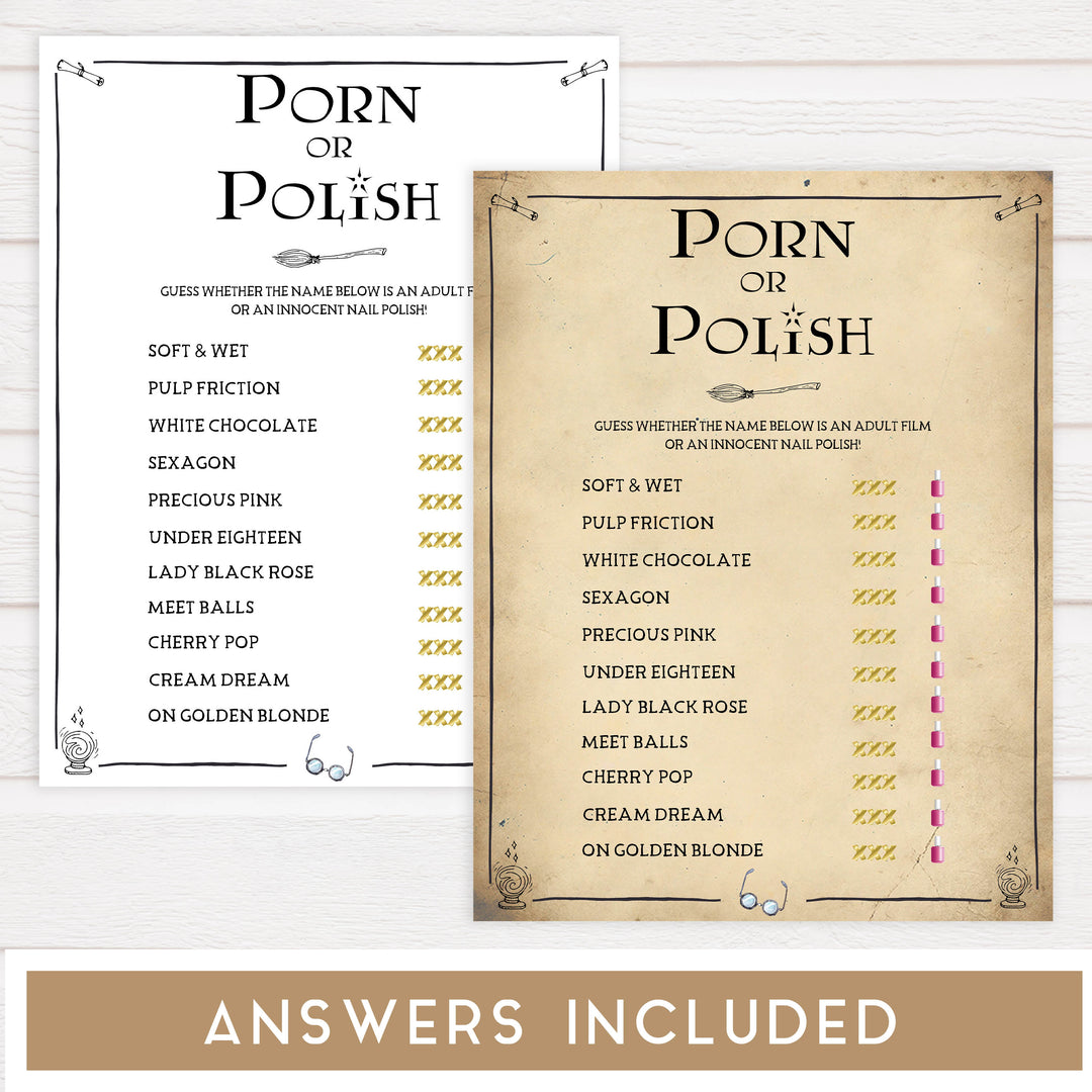 porn or polish bridal games, Printable bachelorette games, Harry Potter bachelorette, Harry Potter hen party games, fun hen party games, bachelorette game ideas, Harry Potter adult party games, naughty hen games, naughty bachelorette games