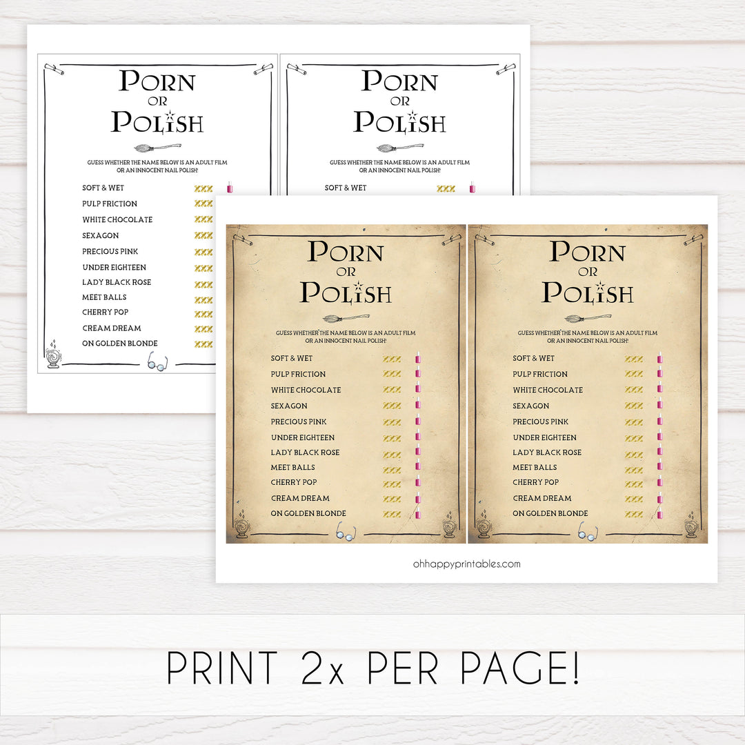 porn or polish bridal games, Printable bachelorette games, Harry Potter bachelorette, Harry Potter hen party games, fun hen party games, bachelorette game ideas, Harry Potter adult party games, naughty hen games, naughty bachelorette games