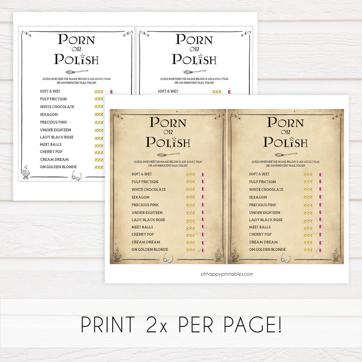 porn or polish bridal games, Printable bachelorette games, Harry Potter bachelorette, Harry Potter hen party games, fun hen party games, bachelorette game ideas, Harry Potter adult party games, naughty hen games, naughty bachelorette games