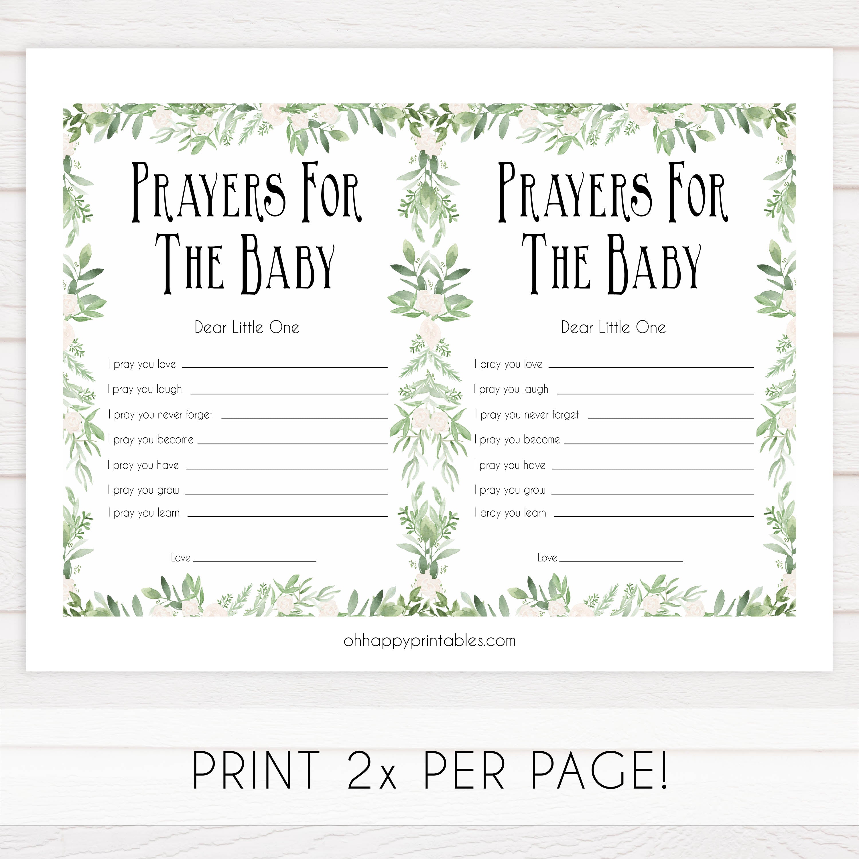 Greenery Prayers For The Baby, Baby Prayers, Prayers for The Baby, Green Baby Shower, Baby Shower Baby Prayers, Baby Prayers Cards, printable baby games, fun baby games, popular baby games