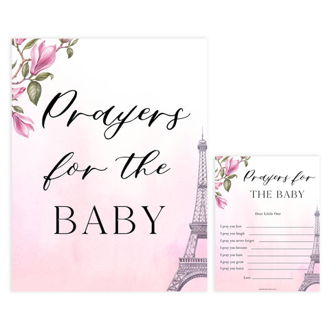 prayer for the baby keepsake, Paris baby shower games, printable baby shower games, Parisian baby shower games, fun baby shower games