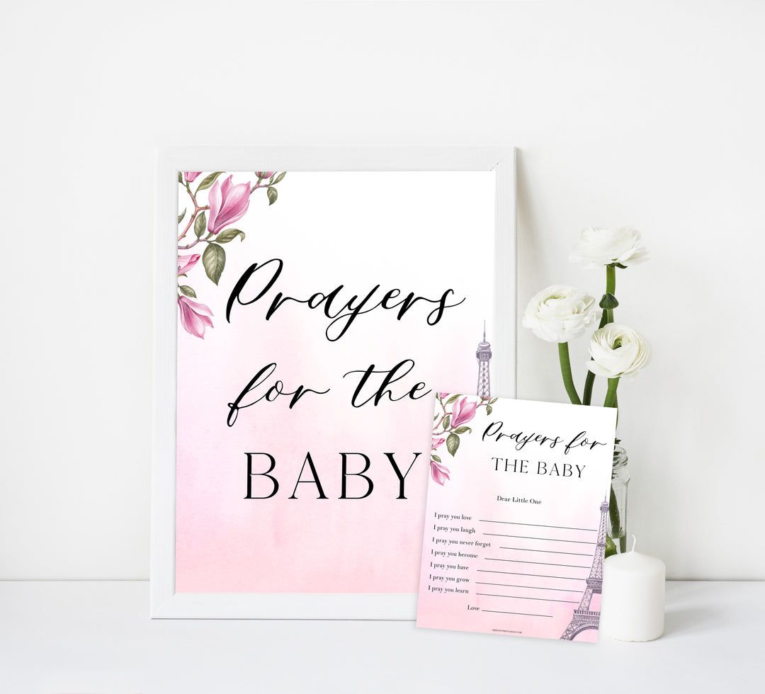 prayer for the baby keepsake, Paris baby shower games, printable baby shower games, Parisian baby shower games, fun baby shower games