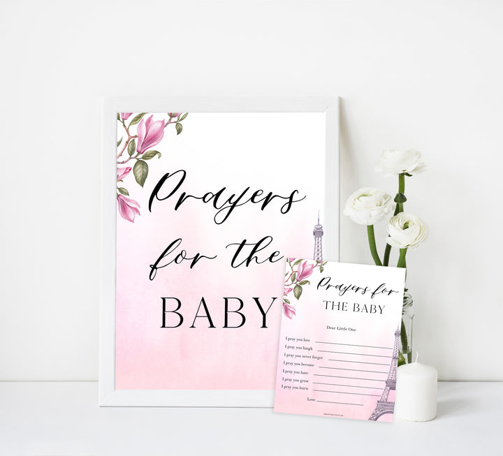 prayer for the baby keepsake, Paris baby shower games, printable baby shower games, Parisian baby shower games, fun baby shower games