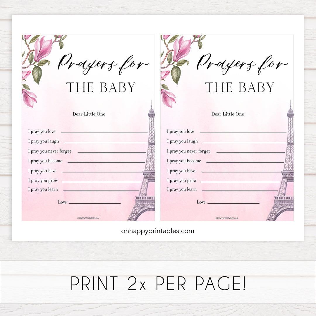 prayer for the baby keepsake, Paris baby shower games, printable baby shower games, Parisian baby shower games, fun baby shower games