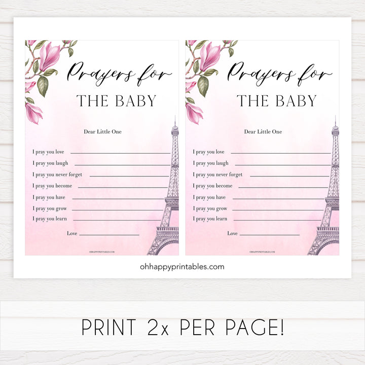 prayer for the baby keepsake, Paris baby shower games, printable baby shower games, Parisian baby shower games, fun baby shower games