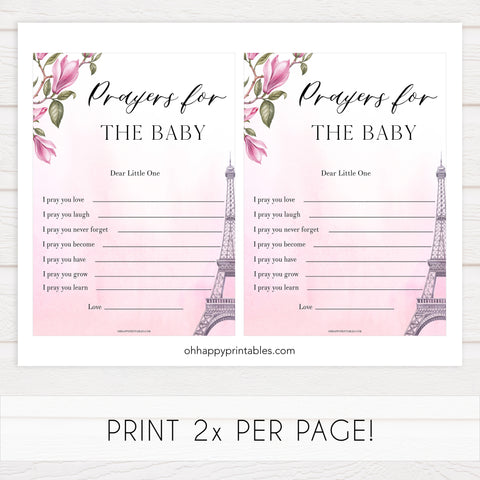 prayer for the baby keepsake, Paris baby shower games, printable baby shower games, Parisian baby shower games, fun baby shower games