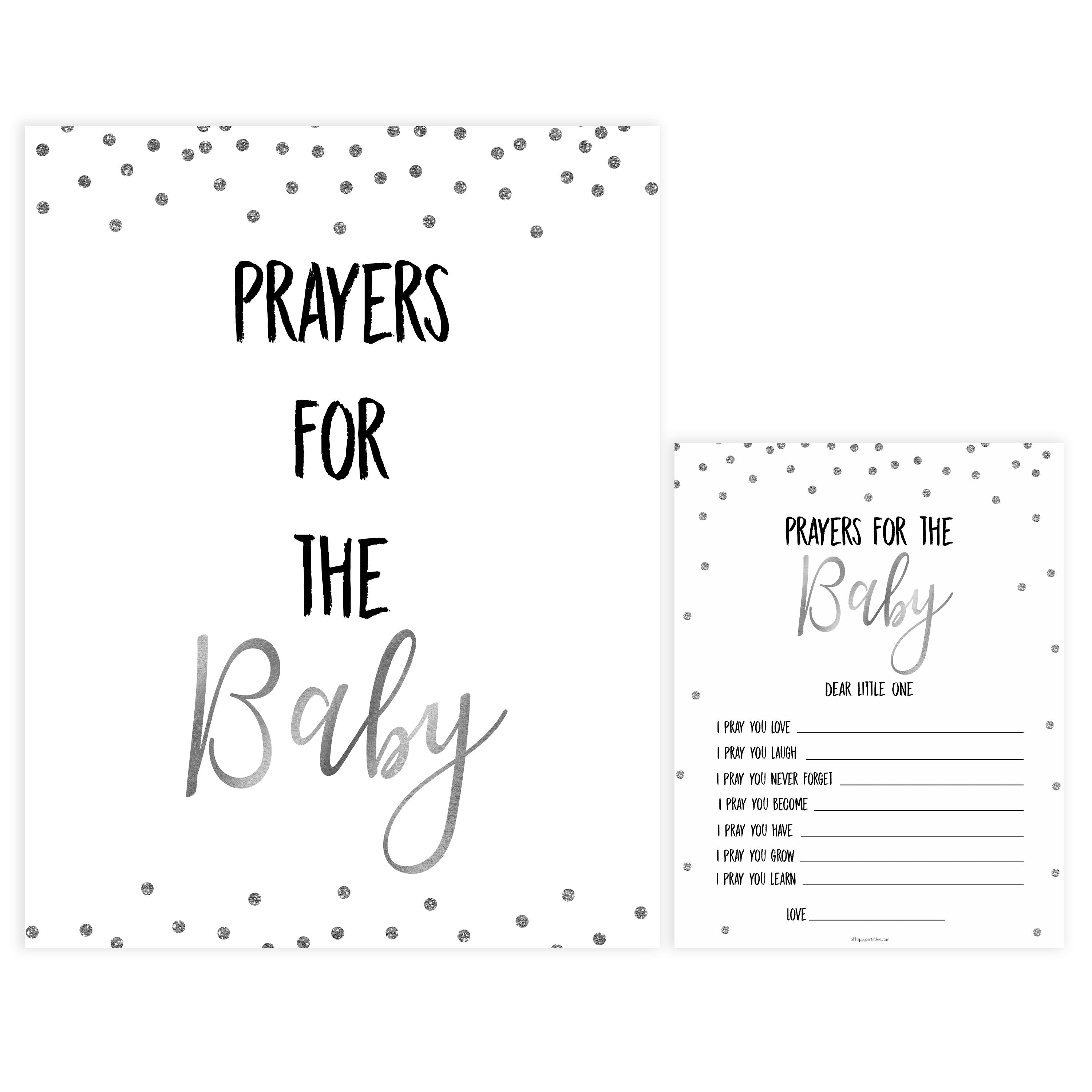 prayers for the baby game, Printable baby shower games, baby silver glitter fun baby games, baby shower games, fun baby shower ideas, top baby shower ideas, silver glitter shower baby shower, friends baby shower ideas