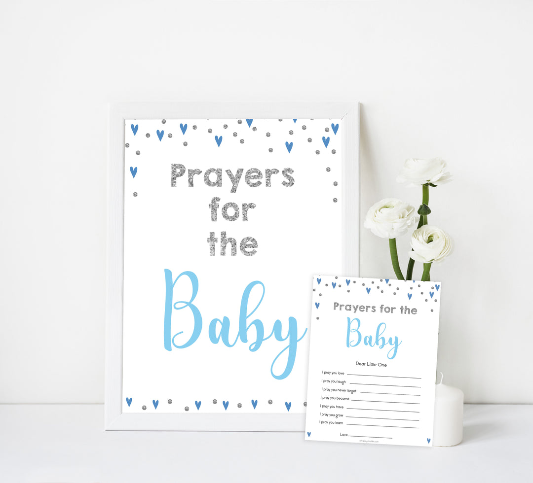 prayers for the baby, baby keepsake, Printable baby shower games, small blue hearts fun baby games, baby shower games, fun baby shower ideas, top baby shower ideas, silver baby shower, blue hearts baby shower ideas