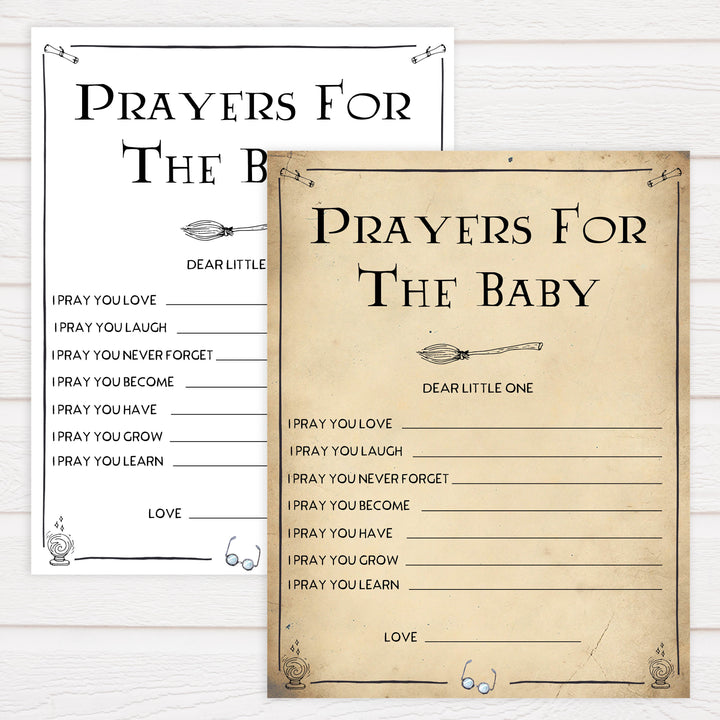 Prayers For the baby game, Wizard baby shower games, printable baby shower games, Harry Potter baby games, Harry Potter baby shower, fun baby shower games,  fun baby ideas
