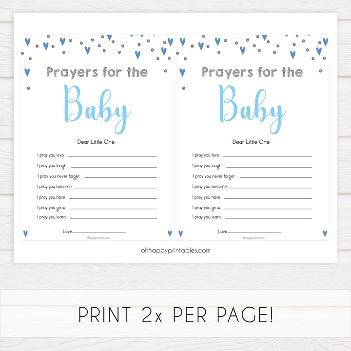 prayers for the baby, baby keepsake, Printable baby shower games, small blue hearts fun baby games, baby shower games, fun baby shower ideas, top baby shower ideas, silver baby shower, blue hearts baby shower ideas