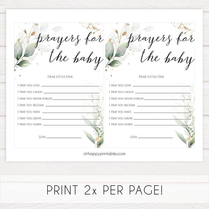 Gold green leaf baby games, prayers for the baby, printable baby games, fun baby games, top baby games to play, gold leaf baby shower, greenery baby shower ideas
