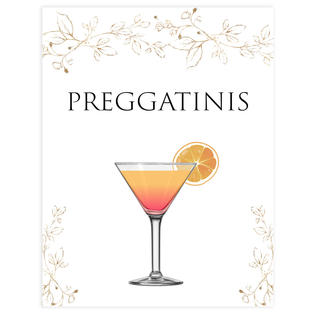 preggatinis baby shower table signs, Gold leaf baby decor, printable baby table signs, printable baby decor, baby gold leaf table signs, fun baby signs, baby gold leaf fun baby table signs