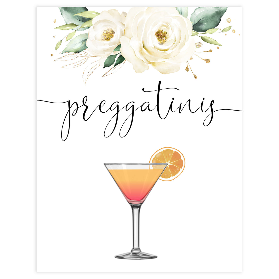 preggatinis baby table signs, White floral baby decor, printable baby table signs, printable baby decor, baby botanical table signs, fun baby signs, baby white floral fun baby table signs