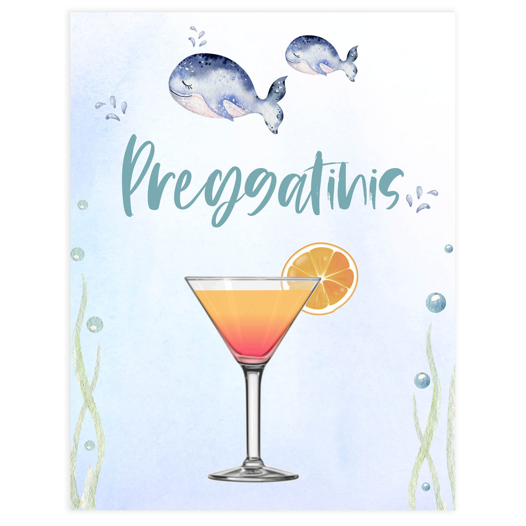 preggatinis baby shower table sign, Whale baby decor, printable baby table signs, printable baby decor, baby adventure table signs, fun baby signs, baby unicorn fun baby table signs