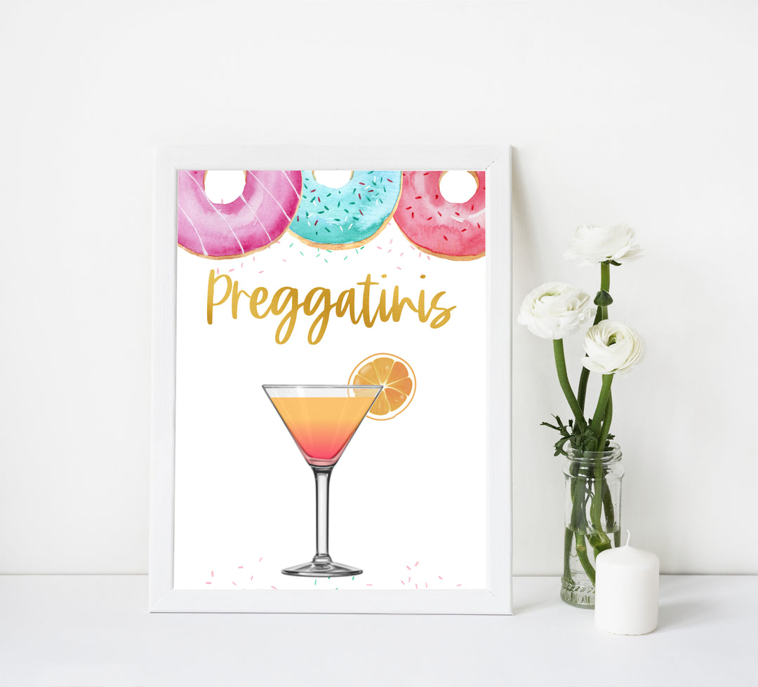 preggatinis baby table sign, Donut baby decor, printable baby table signs, printable baby decor, baby sprinkles table signs, fun baby signs, baby donut fun baby table signs