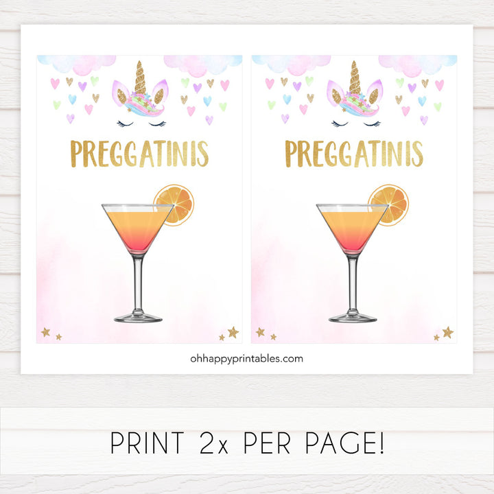 preggatinis baby table sign, Printable baby shower games, unicorn baby games, baby shower games, fun baby shower ideas, top baby shower ideas, unicorn baby shower, baby shower games, fun unicorn baby shower ideas