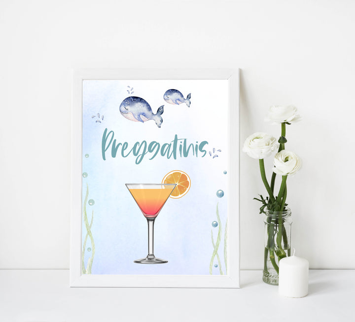 preggatinis baby shower table sign, Whale baby decor, printable baby table signs, printable baby decor, baby adventure table signs, fun baby signs, baby unicorn fun baby table signs